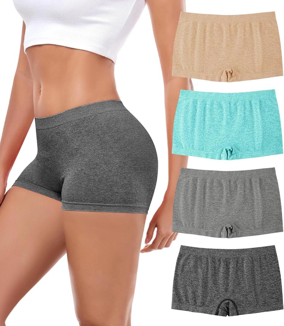 dmuveo Womens Boys Shorts Underwear Seamless Full Coverage Briefs Soft Stretch Boxer Shorts For Women Multipack (S)