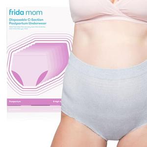 Frida Mom Postpartum Underwear, Disposable C-Section Panties, High-Waist, Seamless, Stretch Support for C-Section Recovery, Size Petite (Waist 23"-34" Stretched), Pack of 8