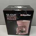 MUELLER HOME 12-Cup Pink Coffee Maker - Borosilicate Carafe, Auto-Off, Pink Kitchen Accessories, Reusable Filter, Anti-Drip, Kitchen Appliances, Keep-Warm Function