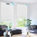 Motorized Blinds with Remote ControlSolar Panel Included 100% Blackout Smart Roller Blinds Automatic Blinds for Windows Cordless Electric Shades Compatible with Alexa Tin Grey,35" W*72" H (35"W x 72"H)