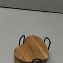 Samhita Acacia Wood Heart Shape Coaster Set of 4 with Iron Holder for Coffee Table Dcor Housewarming Gift New Home Kitchen Dcor