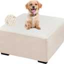 FUANGUI Ottoman Cover Square,Waterproof Thick Slipcover for Living Room, Washable Storage Footstool Furniture Protector for Dogs, Pets,with Nonslip Elastic Bottom, Off-White, XX-Large