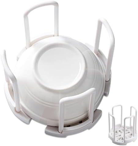 Bowl Rack, Adjustable Plate Holders for Dinner Plates Retractable Plates Organizer Dish Holder Plate Dish Rack Organizer with Handle for Kitchen Bowl Organizer, White