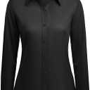 siliteelon Button Down Shirts for Women: Wrinkle Free Long Sleeve Classic Fit Collared Dress Shirt Solid Formal Office (Medium, Black)