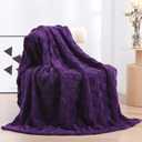 Deep Purple Fleece Throw Blanket 50x60 for Couch Sofa Bed,Super Soft Cozy Plush Microfiber Flannel Blanket with 3D Checkered Design Lightweight for Adults,Woman,Girls