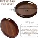 Rustic Wood Serving Tray with Handles - 11.8" Round, Decorative Tray for Kitchen Living Room Coffee Table Candle Display Breakfast in Bed, Multi-Functional Food & Beverage Wooden Tray, Farmhouse Style