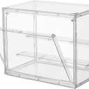 Clear Acrylic Display Case,3 Layer Adjustable Display Box Stand with 2 Movable Plates, Small Assembly Showcase Magnetic Door for Mini Action Figures Collectibles (1 Pack,Small)