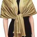 Gragengs Women's Sparkling Metallic Pashmina Shawls and Wraps Long Party Scarf Solid Color Two Tone