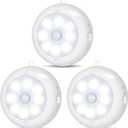 Motion Sensor Light Indoor, LED Night Light Closet Lights, Under Cabinet Lights, AA Battery Operated Stick on Wireless Puck Lights for Wall, Step, Stair, Dimmable (3 Pack) (6000K Clean White-3 Pack)