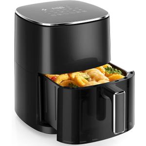 Sweetcrispy 6QT Air Fryer with Window, Square Airfryer Oven 12-in-1 for Family, 400°F Rapid Air Crispy Technology, Roast Bake Dehydrate, Nonstick & Easy-Clean Basket, Black, 6.34 Quarts
