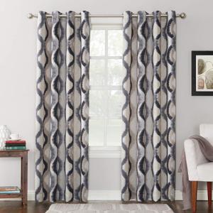 Sun Zero Burbank Watercolor Ogee Energy Efficient Grommet Curtain Panel, 54" x 84", Gray (Grey)