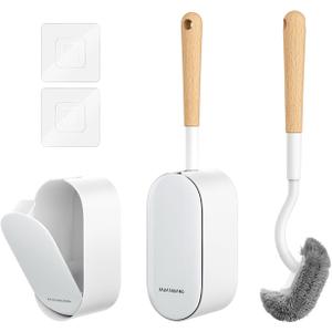 Bamboo Toilet Brush Set, 2 Pack with Ergonomic Design, Compact Size, Durable Bristles, Wooden Holder for Bathroom Cleaning (ef of 2 pk)