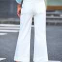 KUNMI Women's Wide Leg Jeans High Waisted Straight Leg Stretchy Denim Pants with Pockets (4, White)