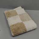 CozeCube Checkered Bath mats for Bathroom Non Slip, Fluffy Absorbent Microfiber Bath mat Washable, Aesthetic Bathroom Rugs, Cute Bath mat for Shower Sink, Beige, 24" x 16" (2' x 1'4" (Rectangular), Checkered-beige)