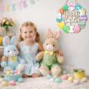 Easter Front Door Decoration Hanging Wreath with Bunny & Colorful Eggs, Spring Seasonal Wall Decor for Porch, Entryway, Indoor & Outdoor Home Decoration