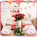 Qinyoung 25 Set Galentines Day Party Decoration Conversation Candy Heart Tableware Set Conversation Heart Disposable Paper Plates Napkins and Cups Happy Galentines Banner for Valentines Party Supplies