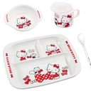 Everyday Delights Hello Kitty Red Dinnerware Flatware Meal Set – Plate Bowl Cup Spoon, 4 pieces