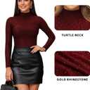MANGOPOP Women's Mock Turtle Neck Long Sleeve Tops Bodysuit Jumpsuit M