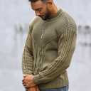 SAVKOOV Men's Pullover Long Sleeve Crewneck Knitted Sweater (M)