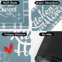 Kitchen Mats for Floor with Grid Design, Farmhouse 3 Piece Washable Absorbent Runner Rugs Non Slip Cushioned Kitchen Mat Comfort Rug Set for Kitchen, Floor, Office (17*30+17*47+17'*59", Turquoise)