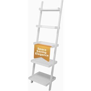 Kiera Grace Providence Hadfield 5 Tier Ladder Shelf, Leaning Bookshelf Storage Rack for Home, Office, 18" x 67", White