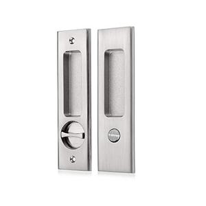 NCL Sliding Door Handle for Bath, Satin Nickel Barn Door Flush Handle, Privacy Pocket Door Lock