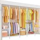 ULIFHOME H50C Extra Large Clothes Rack with Cover, Freestanding Portable Closet, Covered Clothing Racks for Hanging Clothes, Heavy Duty Garment Rack, Wardrobe Closet with White Cover Max Load 1350 Lbs