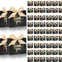 60Pack Small Thank You Gift Bags, 4.5x1.8x3.9 Inches Black Mini Gift Bags with Ribbon Wedding Candy Favor Boxes Birthday Party Favor Bags for Baby Shower Anniversary