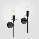 Modern Wall Sconces Set of Two, Black Wall Sconce with Clear Glass Shade, Hardwired Wall Mount Light Fixtures for Living Room Bathroom, Bedroom, Hallway (2 Pack)