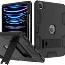 Puxicu Case for iPad Pro 12.9" 6th Gen/5th Gen/4th Gen/3rd Gen, Heavy Duty Rugged Protective, Built-in Pencil Holder Cover for iPad Pro 12.9 2022/2021/2020/2018, Black