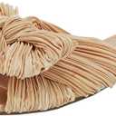 VETASTE Women's Pleated Bow Flat Sandals Open Square Toe Slip on Slide Sandals, 10