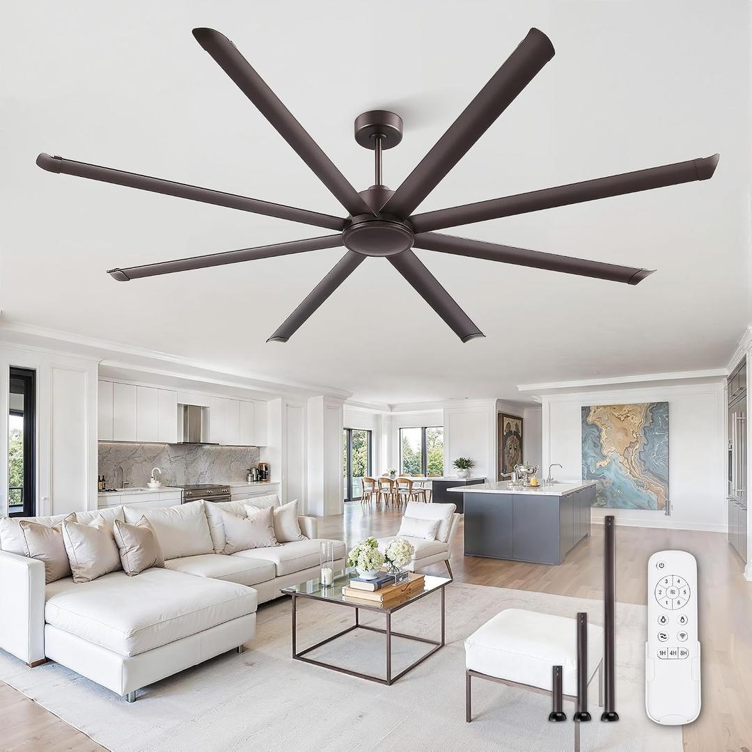 ZMISHIBO 96 Inch Industrial Ceiling Fan with Remote, 8 Aluminum Blades