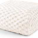 Exclusivo Mezcla King Size Fleece Blanket for Bed, 90x104 Inches Stylish Jacquard Velvet Soft Blanket, Fuzzy Cozy Lightweight for Winter, Ivory