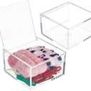 BENECREAT 2 Pcs Clear Boxes with Hinged Lid, 4x4x2.4 Inch Acrylic Storage Boxes Square Dust Organizer Boxes for Gifts, Jewelry, Party Favors, Handicrafts