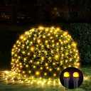 WBao Outdoor Christmas Lights 200LED F8 Big Bulbs, 8.4ft x 5.2ft Christmas Net Lights with 8 Modes, Timer, End to End Connectable, Waterproof for Lawn, Bushes Outdoor Xmas Decorations, Warm White (Plug in)