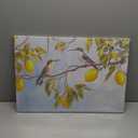 Lemon Tree and Hummingbird Canvas Wall Art Bird with Citrus Painting Prints Yellow Grey Pictures Kitchen Home Office Decor Framed(Blue,16L x 24W)