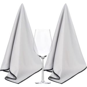 SINLAND Microfiber Glass Polishing Cloths Cleaning Rag 20x25In 2Pack Grey | Large Size, Thick, Lint-Free, Drying Towels, For Wine Glasses Stemware Dishes Stainless Appliances