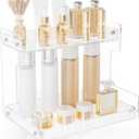 Bathroom Counter Organizer Countertop 2 Tier Storage Acrylic Corner Makeup Organizer for Perfume Stand, Vanity Holder, Dresser Tray, Spice Rack, Skincare, Coffee Bar, Room Decor (Clear)
