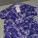 Cromoncent Boys' Funky Cuban Collar Shirt, Breathable Button-Up Summer Beach Shirt for Vacation, Palm Leaf Purple, 5-6Y