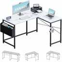 Pamray 47 Inch Reversible L Shaped Gaming Desk Corner Computer Desk with Storage Bag Home Office Table for Writing Study Marble