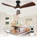 Depuley 42-Inch Ceiling Fans with Lights: Walnut 3 Blade Flush Mount Low Profile Ceiling Fan for Bedroom - Dimmable Indoor Outdoor Fan with Remote Control Ultra Quiet DC Motor Timer