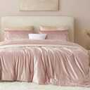 Pink Comforter Set Queen Size 3 Pieces,Crushed Velvet Bedding Set Soft Brushed Microfiber Reverse,All Season Cozy Fluffy Comforter Bed Set for Girls,Sparkling Comforter and 2 Pillowcases
