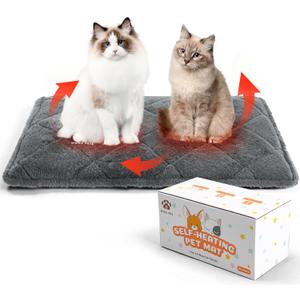 Mora Pets Self Heating Cat Bed Self Warming Cat Bed Thick Thermal Pet Bed Mat 36 x 24 Inches Removable Washable Cover for Outdoor Indoor Cats and Dogs Fur Grey Large