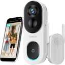 BOTSLAB 2K Doorbell Camera Wireless with Head-to-Toe View, No Monthly Fee, Video Doorbell with 2-Way Audio, Human Detection, 5200mAh Battery, 2.4Ghz WiFi (White)
