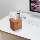 Rattan Tissue Box Cover Natural Woven Facial Napkin Holder Square with Lid 5.7 x 5.7 x 5.5 Inch (Natural)