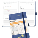 POPRUN 2026-2027 Pocket Planner (Size 4''x 6.25'') Weekly and Monthly Academic Calendar (JUL.26 - JUN.27) with Note Page and Monthly Tabs, Inner Pocket, Leather Soft Cover, 100 GSM 