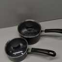 Nonstick Stock Pot Saucepan Set with Lids, 1 Quart and 2 Quarts Multipurpose Stock Pots Set for Home, Kitchen or Restaurant, Grey & Black