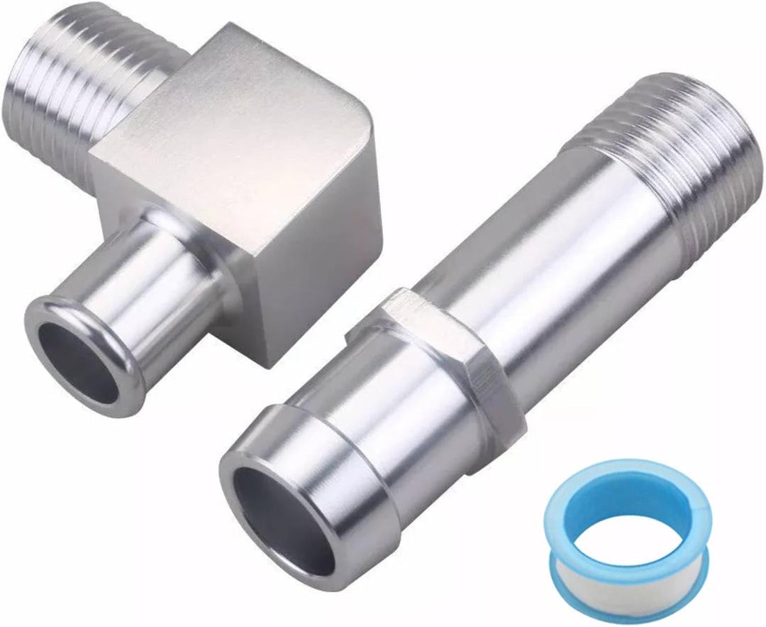 Aluminum Heater Hose Fitting 3/4" Water Pump 5/8" 90 Degree Intake for Chevy SBC Engines 283 305 307 327 350 400