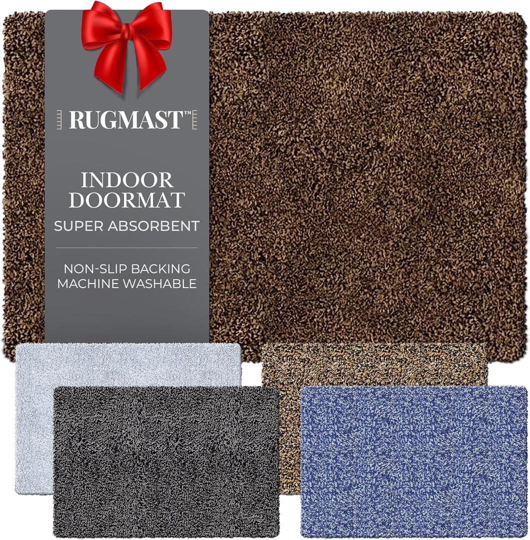 Premium Microfiber Indoor Door Mat  36"x60" Washable Entry Mat, Non-Slip, Waterproof Backing, Super Absorbent, Low Profile Entryway Doormat for Indoor Entrance (Brown/Dark Brown Fibers)