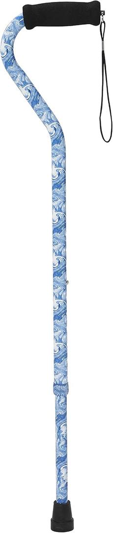 Drive Medical Mobility Aid Adjustable Walking Cane with Foam Grip Offset Handle, Swirl
